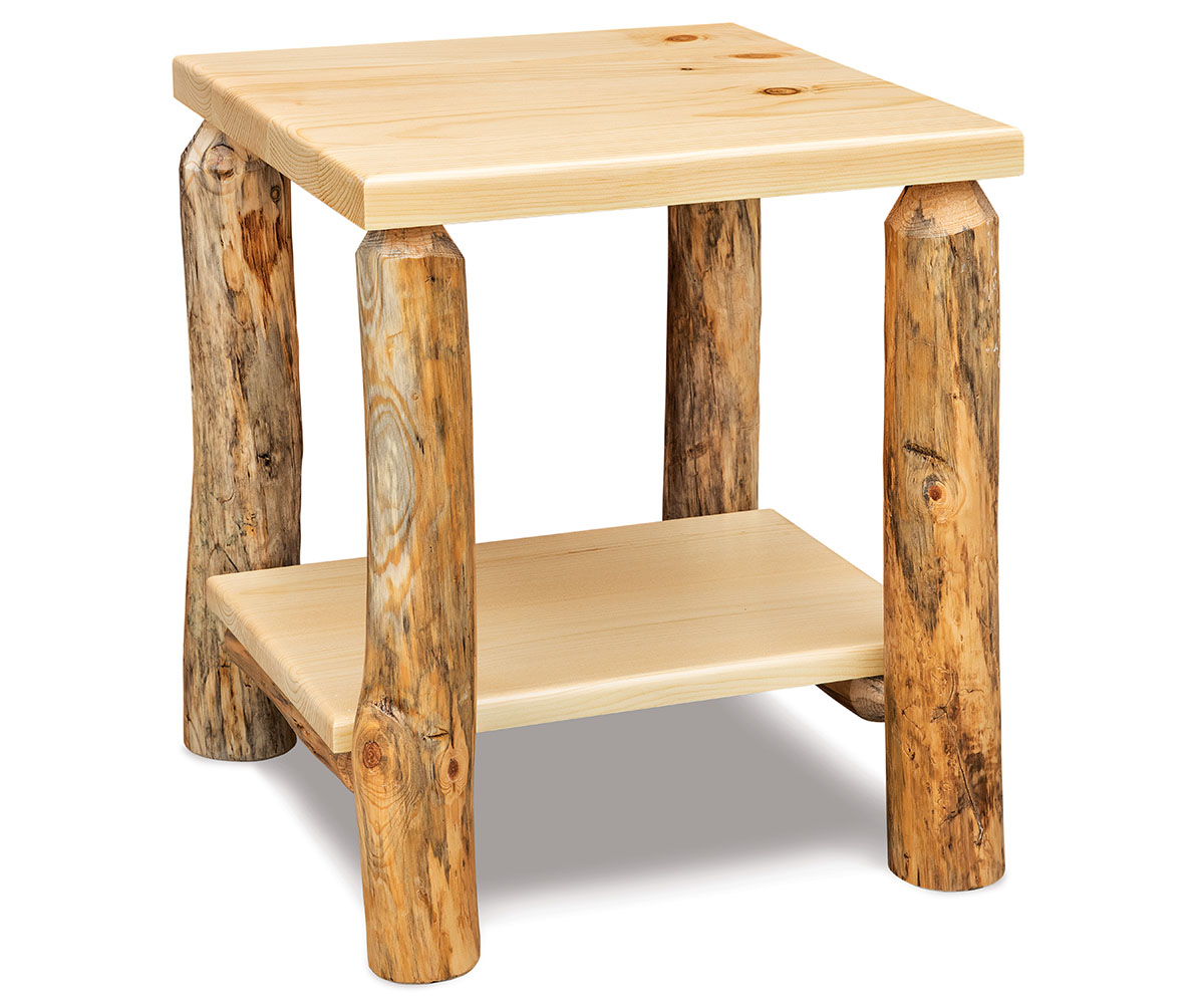 End Table with Shelf Rustic Pine Midwest Woodworks